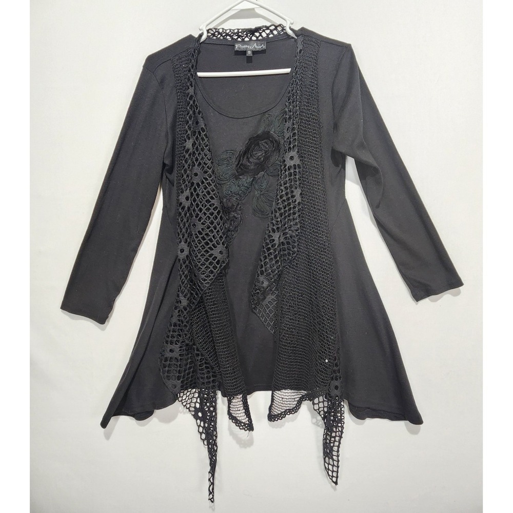 Pretty Angel Women's Layered Retro Black Top Size S